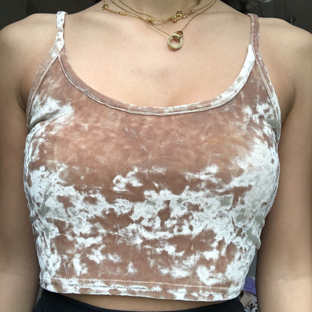 Gold Crushed Velvet Topshop Crop Top